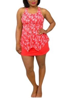 Denim & Co. Beach Handkerchief Hem Tankini Skirt Set